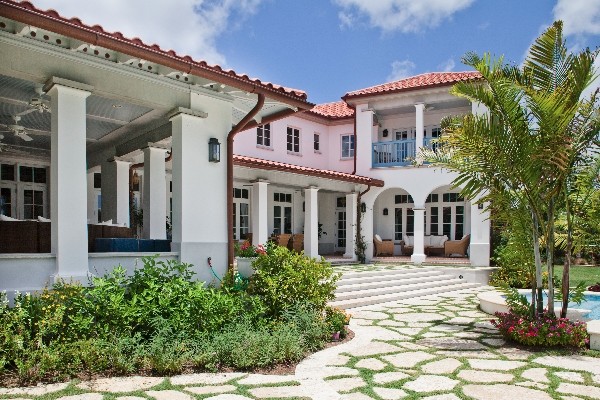 White home with copper roof