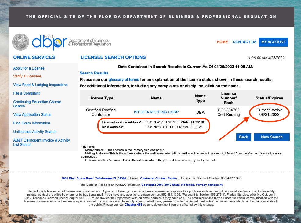 how to verify roofing license