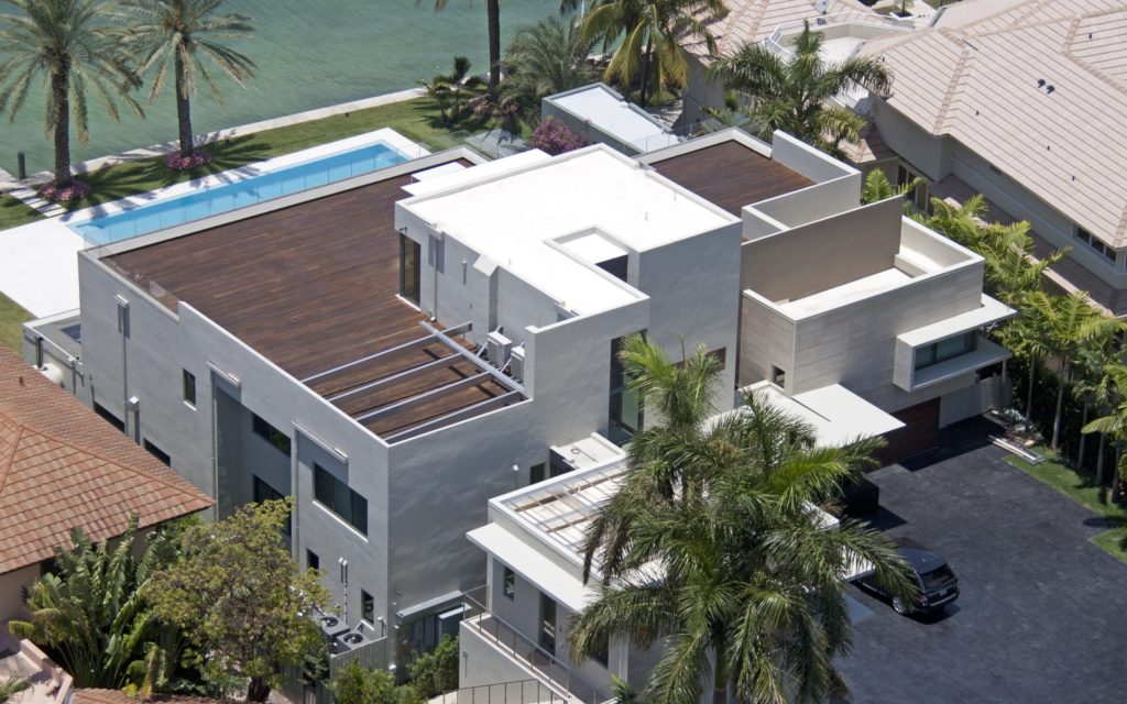aerial view of Florida home with flat roof