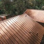 Close up of shiny copper roof